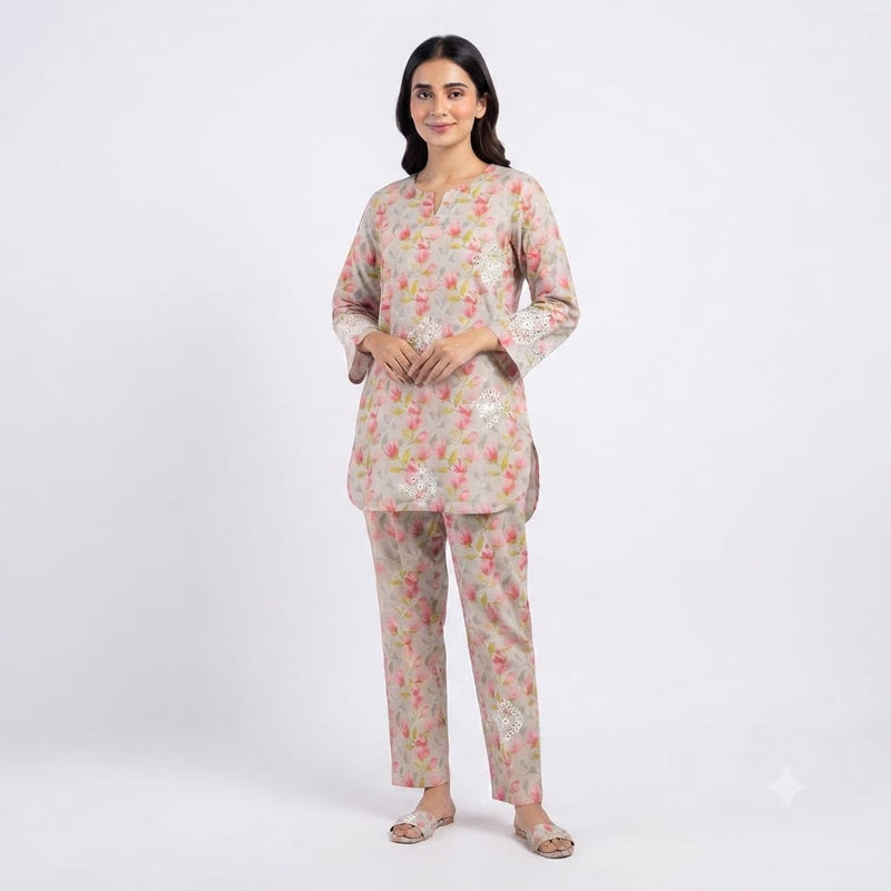 Gulnaz Blush Pink Dobby Suit - Image 2