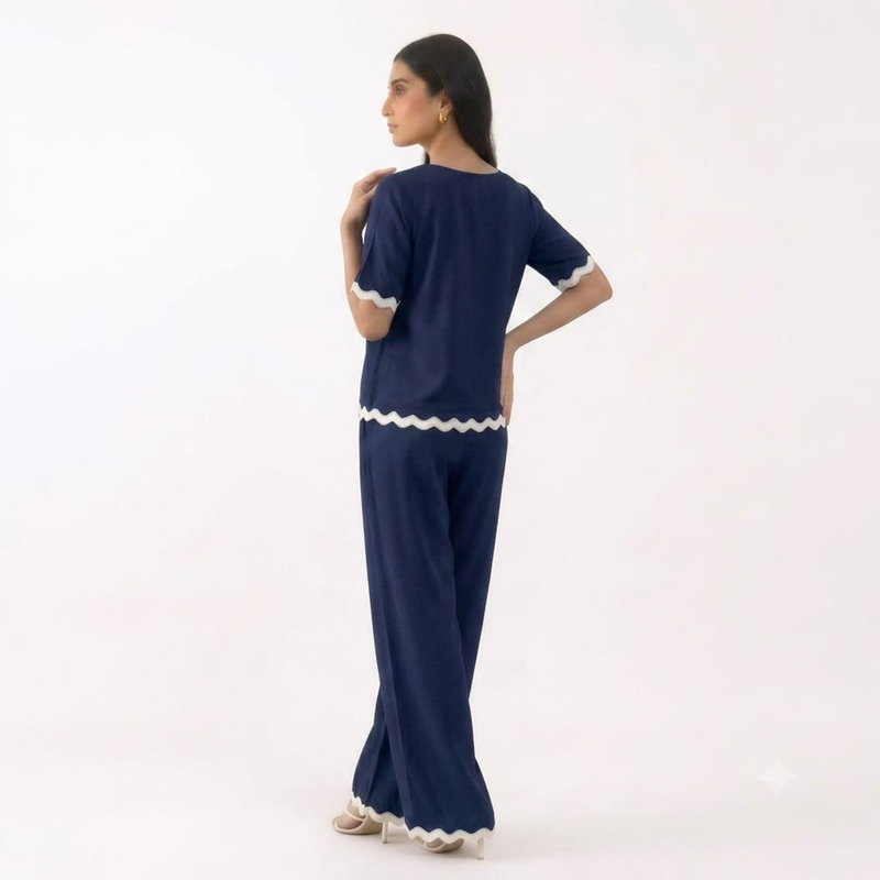 Sahara Aqua Navy Co-ord Set - Back View
