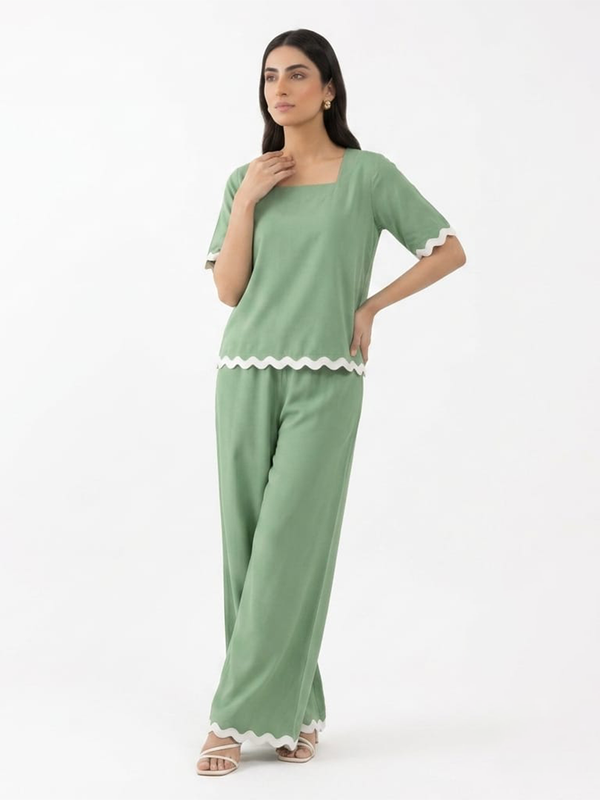 Sahara Pista Green Co-ord Set - Front View