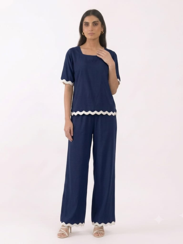 Sahara Aqua Navy Co-ord Set - Front View