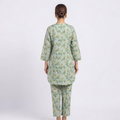 Gulnaz Pistachio Green Dobby Suit - Back View